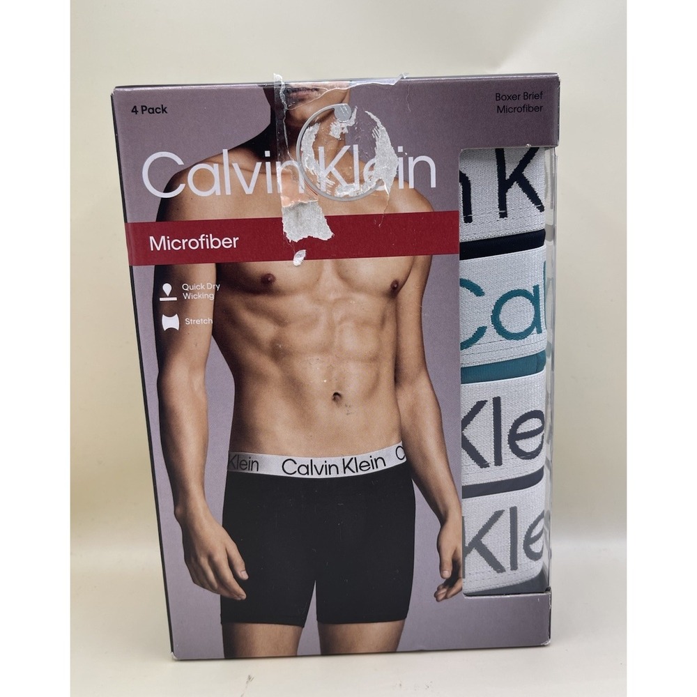 Calvin Klein Men's Microfiber Boxer Brief 4 Pack Multicolor Size L New